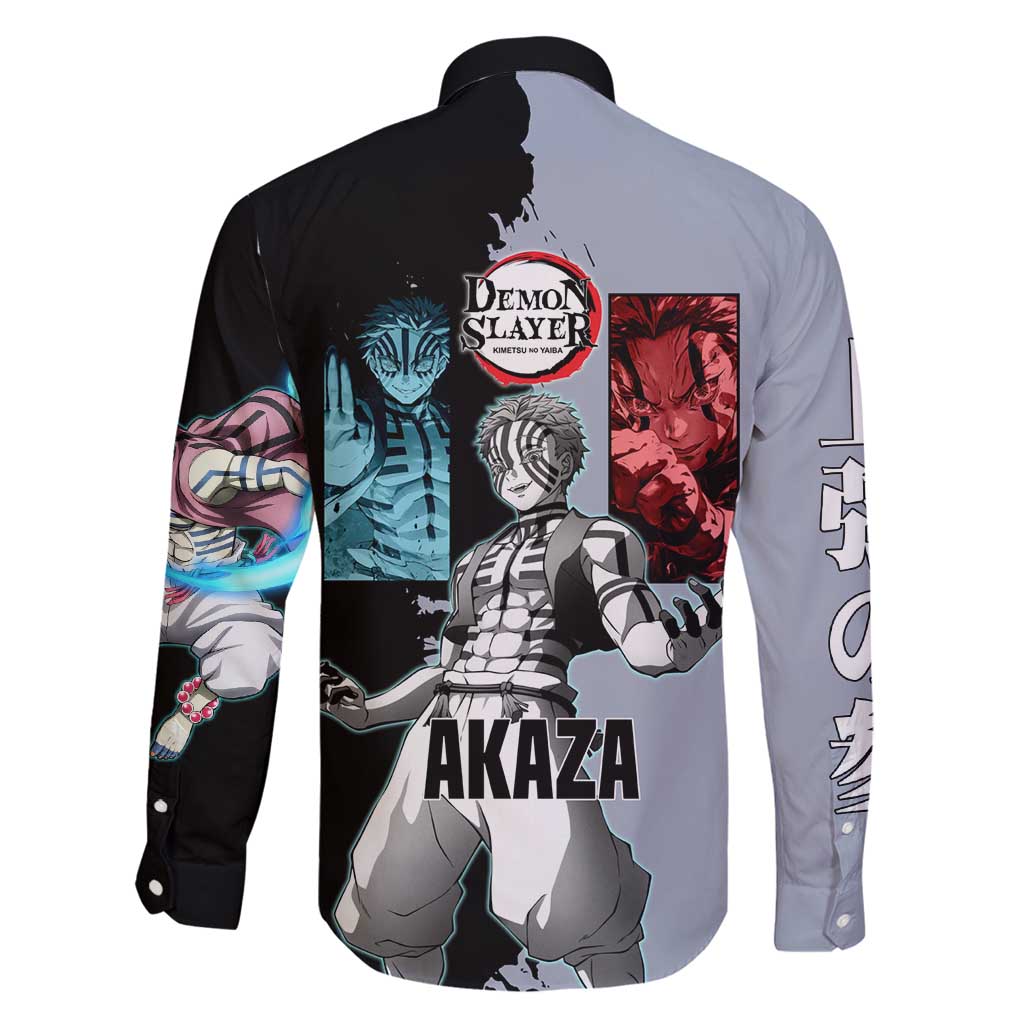 Akaza from Demon Slayer Family Matching Summer Maxi Dress and Hawaiian Shirt with Split Color Background and Martial Arts Pose Manga Style Design - The Mazicc