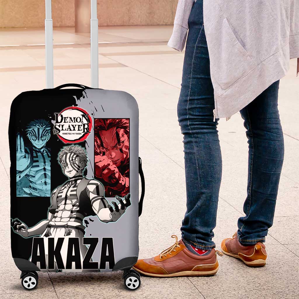 Akaza from Demon Slayer Luggage Cover with Split Color Background and Martial Arts Pose Manga Style Design - The Mazicc
