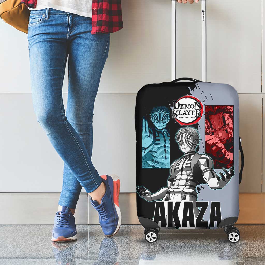 Akaza from Demon Slayer Luggage Cover with Split Color Background and Martial Arts Pose Manga Style Design - The Mazicc