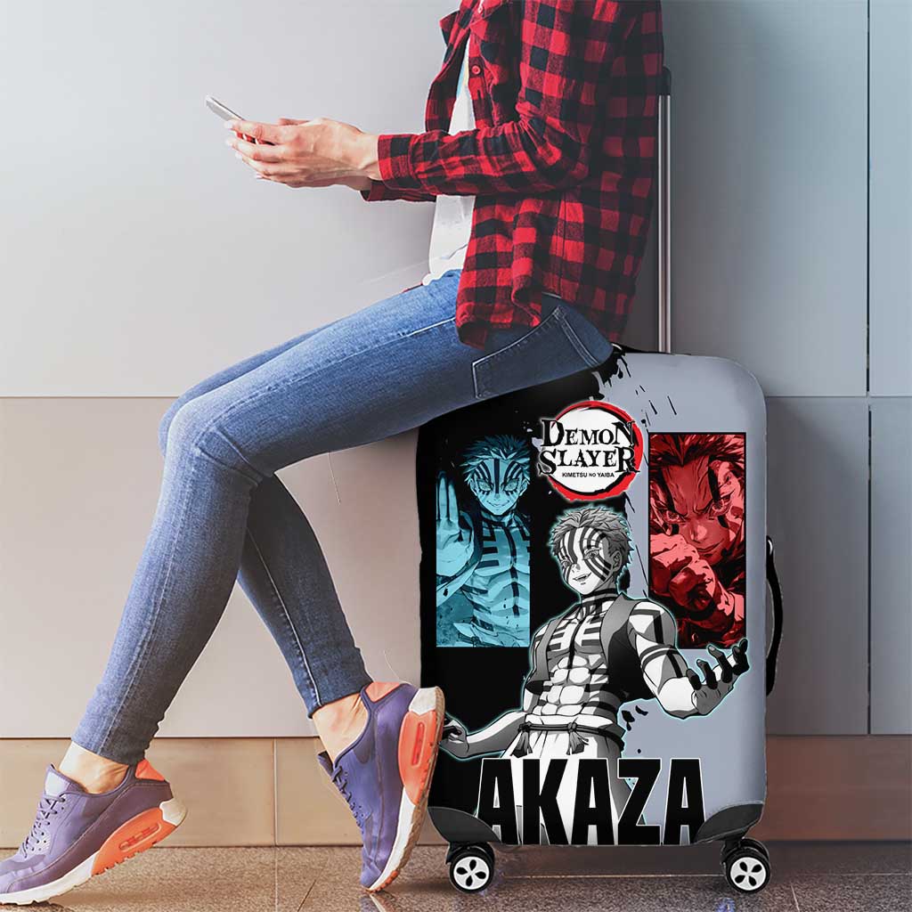 Akaza from Demon Slayer Luggage Cover with Split Color Background and Martial Arts Pose Manga Style Design - The Mazicc