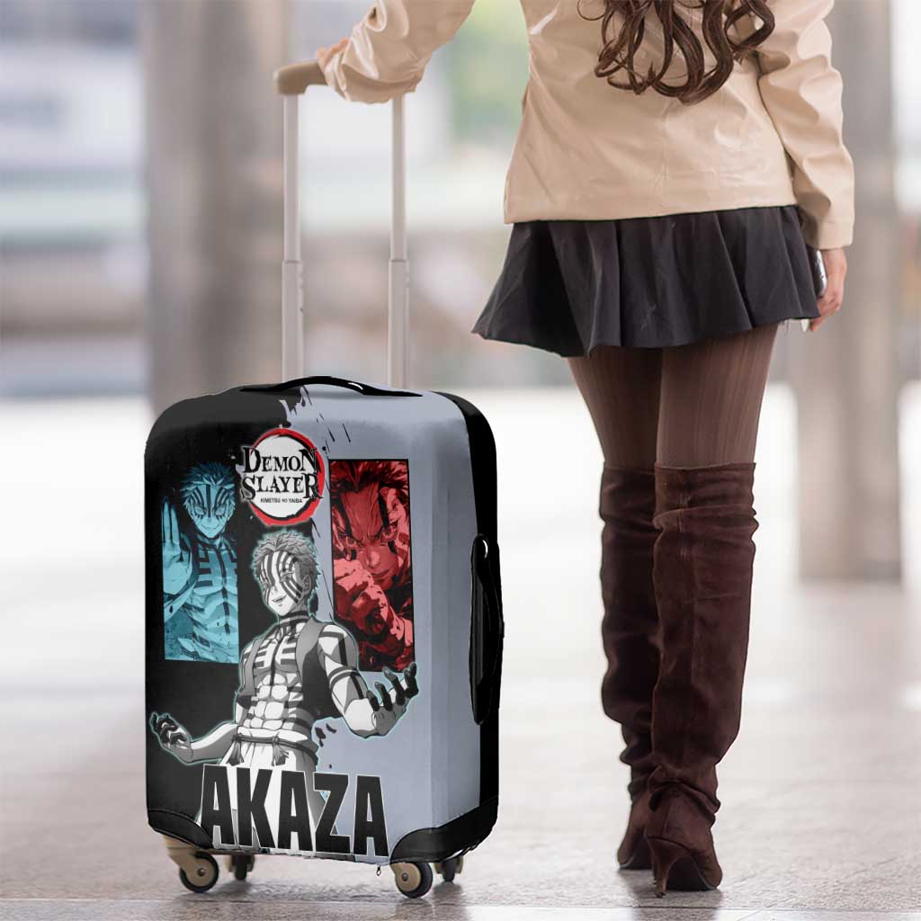 Akaza from Demon Slayer Luggage Cover with Split Color Background and Martial Arts Pose Manga Style Design - The Mazicc