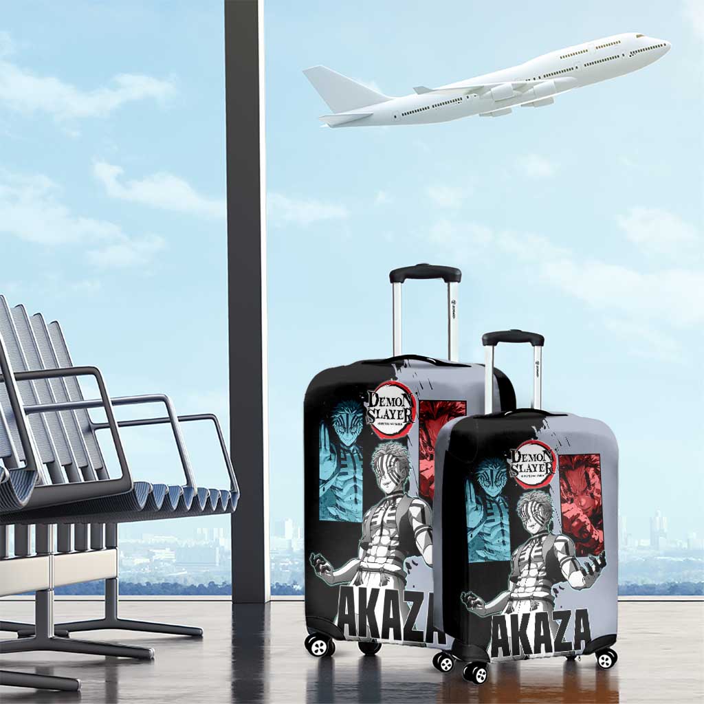 Akaza from Demon Slayer Luggage Cover with Split Color Background and Martial Arts Pose Manga Style Design - The Mazicc