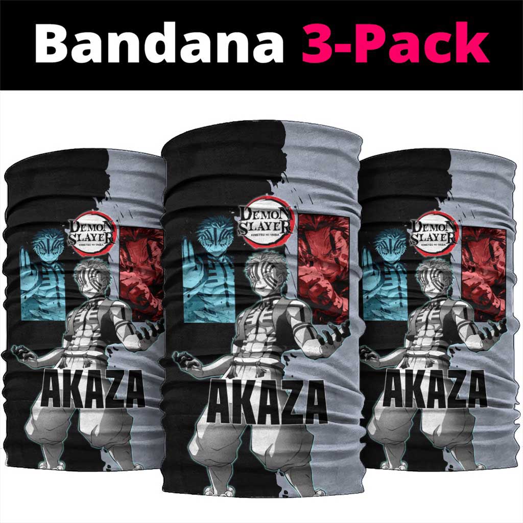 Akaza from Demon Slayer Neck Gaiter with Split Color Background and Martial Arts Pose Manga Style Design - The Mazicc