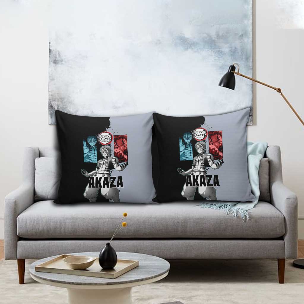 Akaza from Demon Slayer Pillow Cover with Split Color Background and Martial Arts Pose Manga Style Design - The Mazicc
