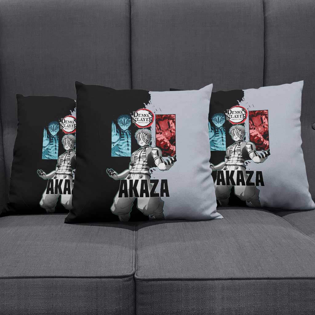 Akaza from Demon Slayer Pillow Cover with Split Color Background and Martial Arts Pose Manga Style Design - The Mazicc