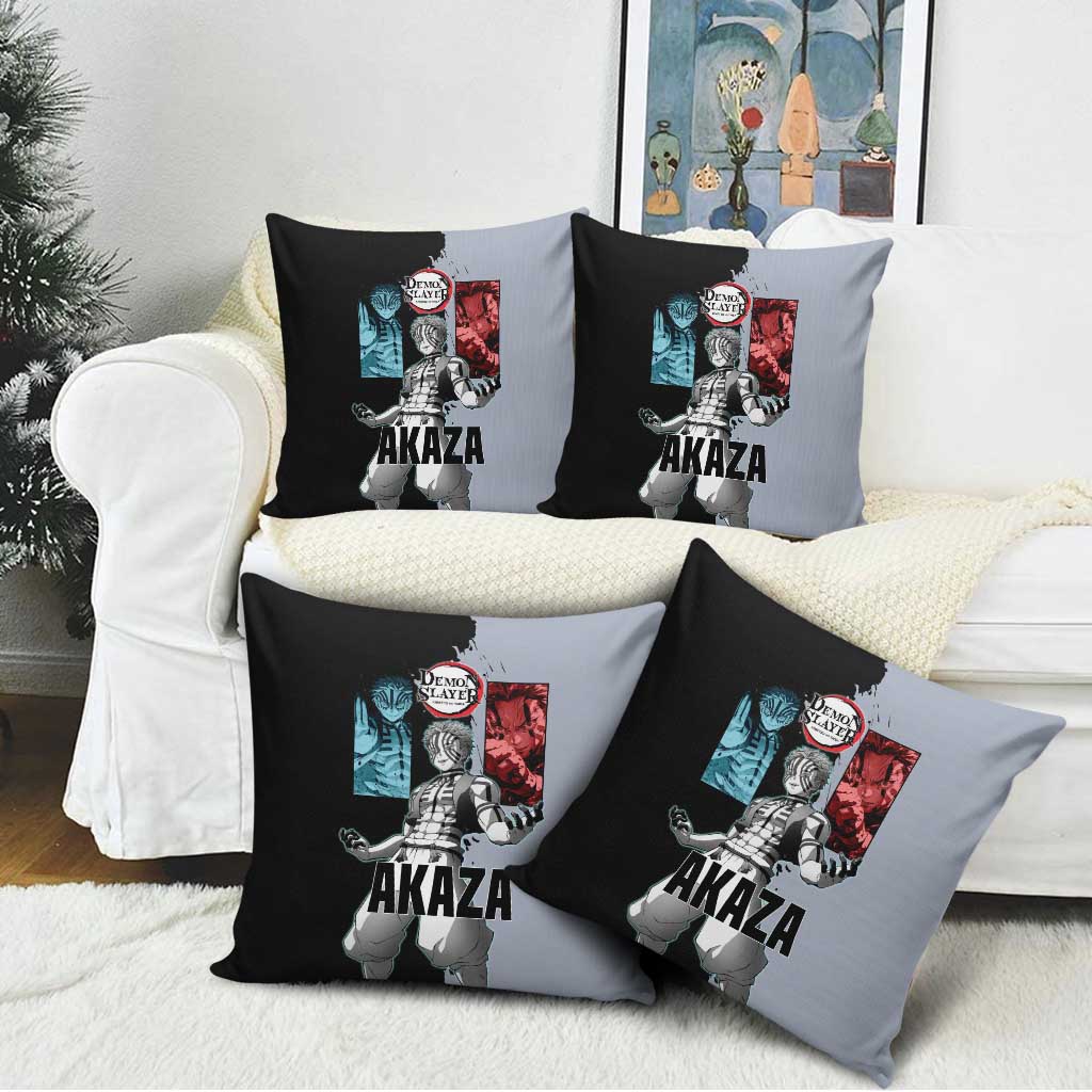 Akaza from Demon Slayer Pillow Cover with Split Color Background and Martial Arts Pose Manga Style Design - The Mazicc