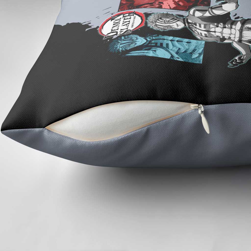 Akaza from Demon Slayer Pillow Cover with Split Color Background and Martial Arts Pose Manga Style Design - The Mazicc