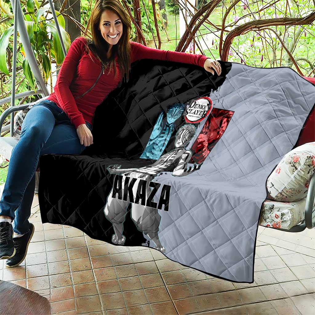 Akaza from Demon Slayer Quilt with Split Color Background and Martial Arts Pose Manga Style Design - The Mazicc