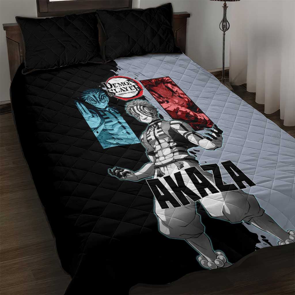 Akaza from Demon Slayer Quilt Bed Set with Split Color Background and Martial Arts Pose Manga Style Design - The Mazicc
