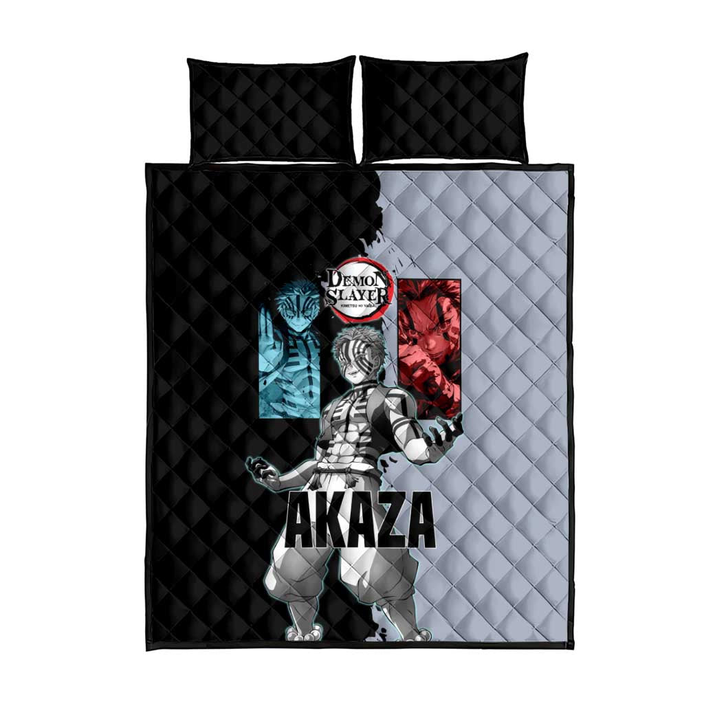 Akaza from Demon Slayer Quilt Bed Set with Split Color Background and Martial Arts Pose Manga Style Design - The Mazicc