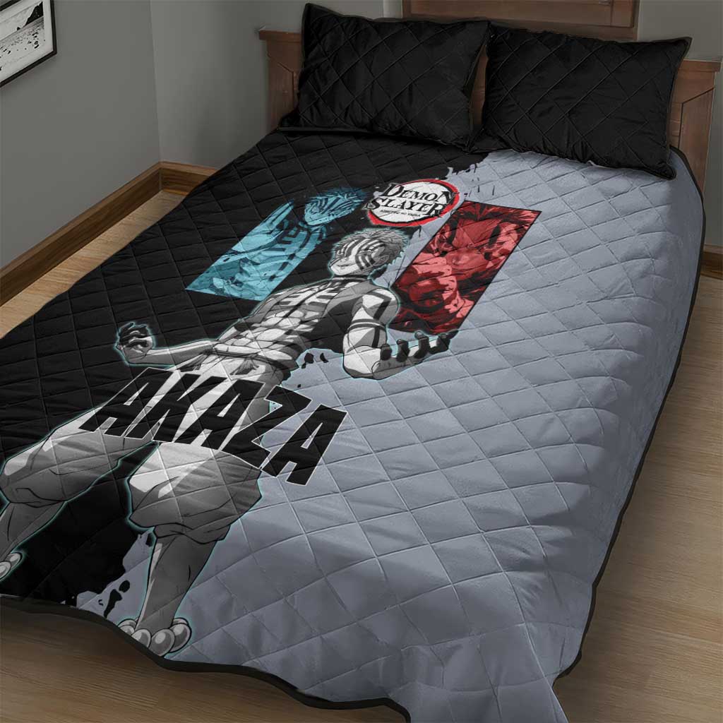 Akaza from Demon Slayer Quilt Bed Set with Split Color Background and Martial Arts Pose Manga Style Design - The Mazicc