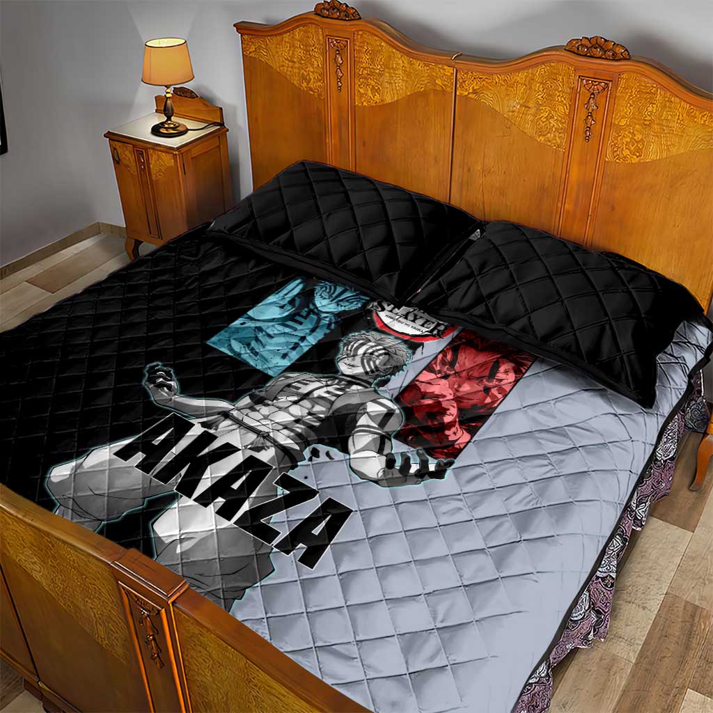 Akaza from Demon Slayer Quilt Bed Set with Split Color Background and Martial Arts Pose Manga Style Design - The Mazicc