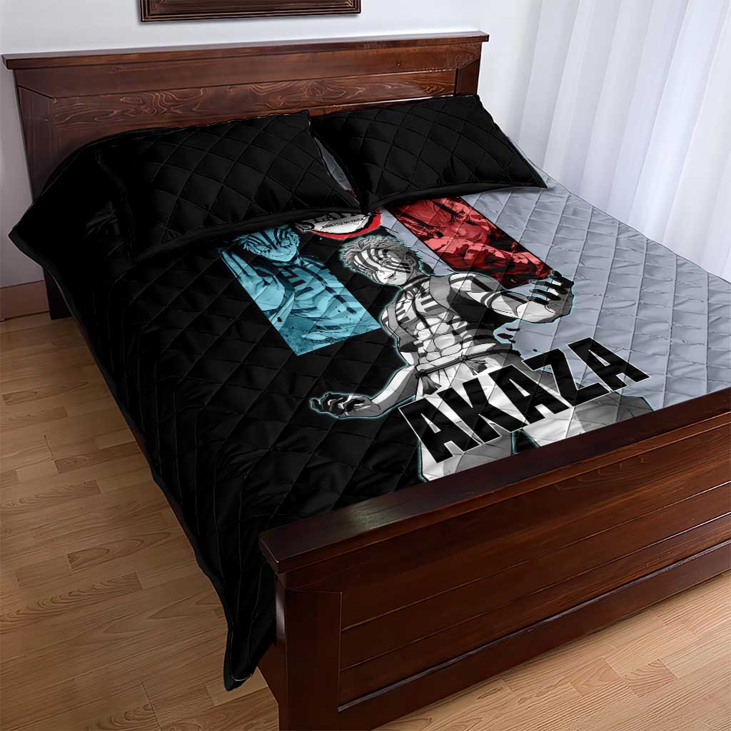 Akaza from Demon Slayer Quilt Bed Set with Split Color Background and Martial Arts Pose Manga Style Design - The Mazicc