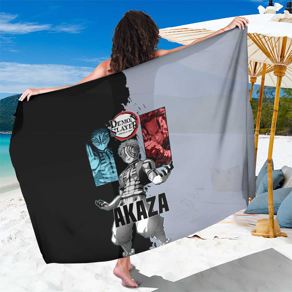 Akaza from Demon Slayer Sarong with Split Color Background and Martial Arts Pose Manga Style Design - The Mazicc