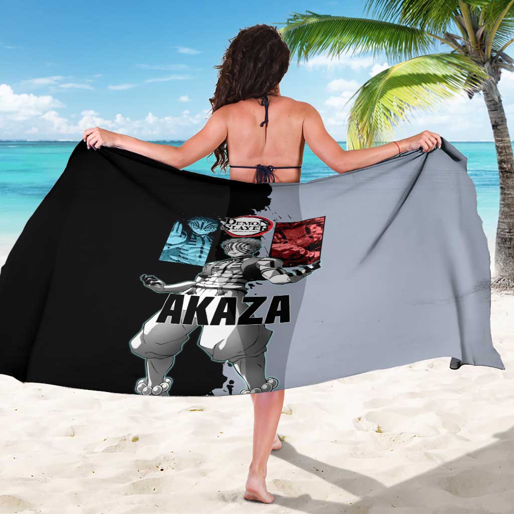 Akaza from Demon Slayer Sarong with Split Color Background and Martial Arts Pose Manga Style Design - The Mazicc