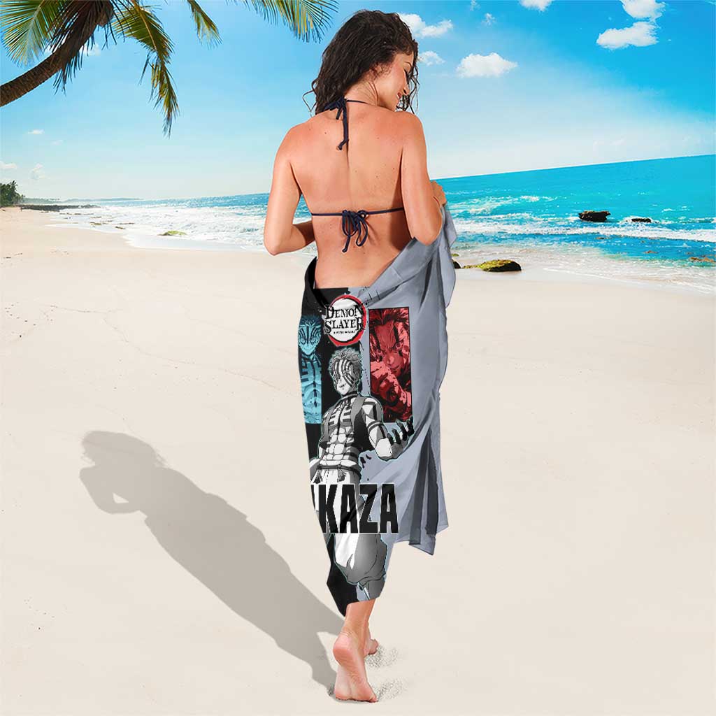 Akaza from Demon Slayer Sarong with Split Color Background and Martial Arts Pose Manga Style Design - The Mazicc