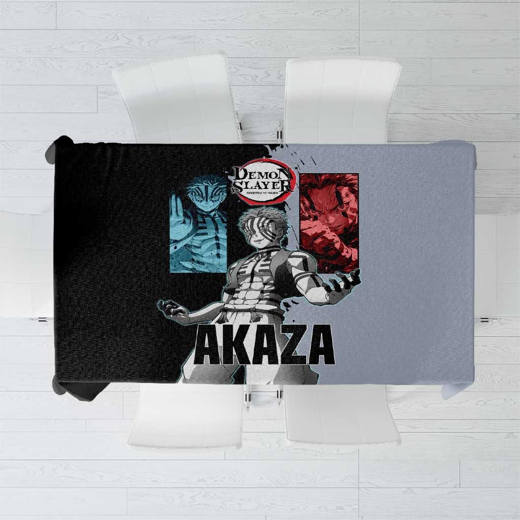 Akaza from Demon Slayer Tablecloth with Split Color Background and Martial Arts Pose Manga Style Design - The Mazicc