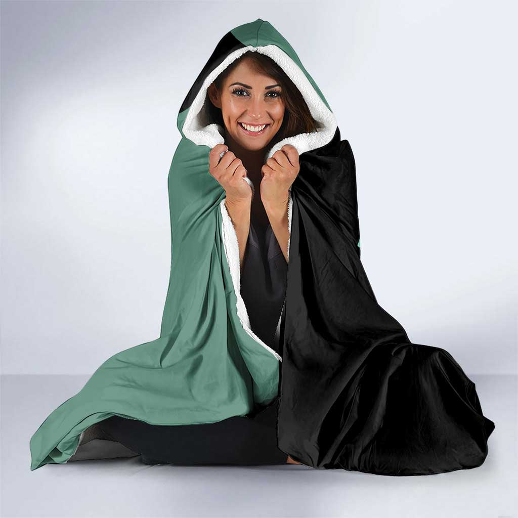 Muichiro Tokito from Demon Slayer Hooded Blanket with Green and Black Mist Background and Dual Character Manga Style Design - The Mazicc