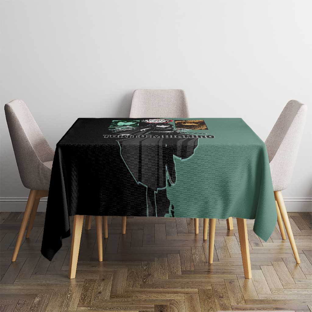 Muichiro Tokito from Demon Slayer Tablecloth with Green and Black Mist Background and Dual Character Manga Style Design - The Mazicc