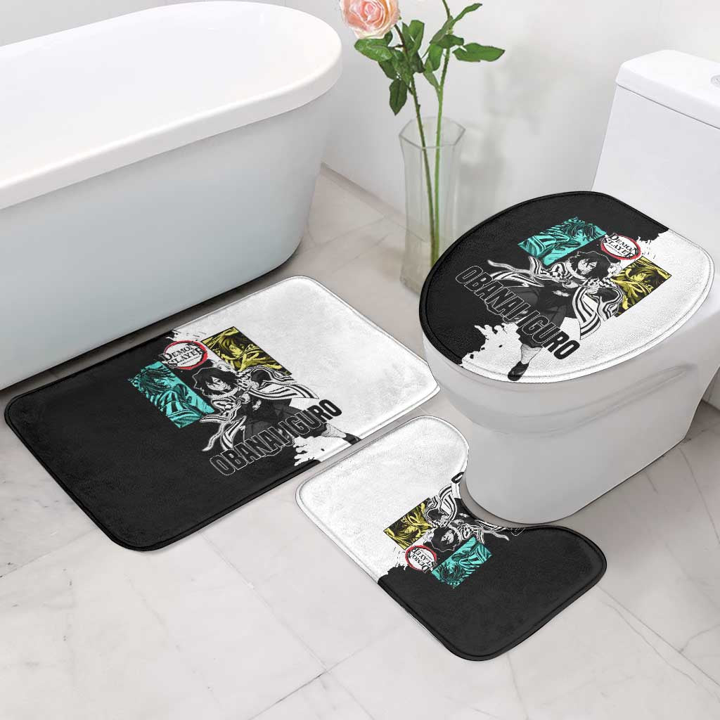 Obanai Iguro from Demon Slayer Bathroom Set with Black and White Contrast Background and Serpent-Themed Manga Style Design - The Mazicc