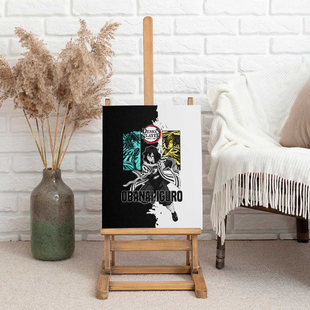 Obanai Iguro from Demon Slayer Canvas Wall Art with Black and White Contrast Background and Serpent-Themed Manga Style Design - The Mazicc