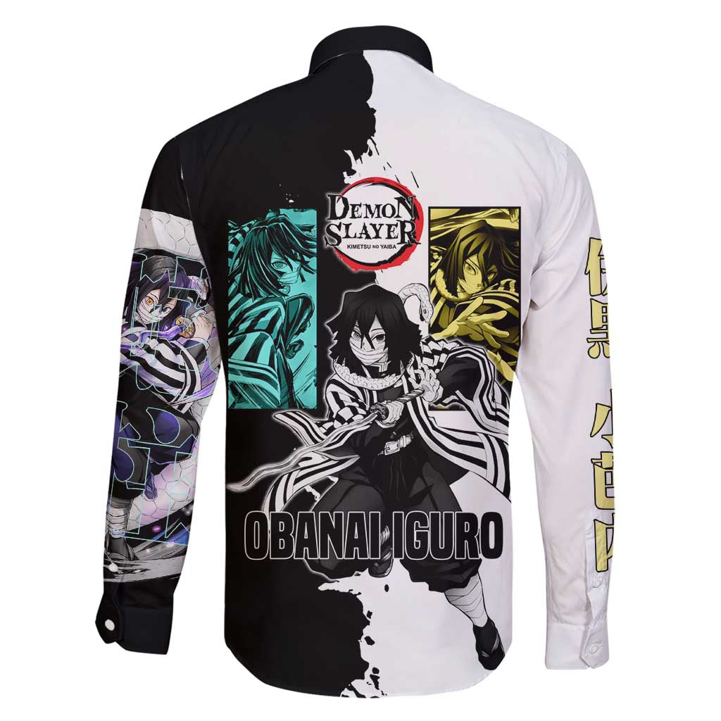 Obanai Iguro from Demon Slayer Family Matching Mermaid Dress and Hawaiian Shirt with Black and White Contrast Background and Serpent-Themed Manga Style Design - The Mazicc