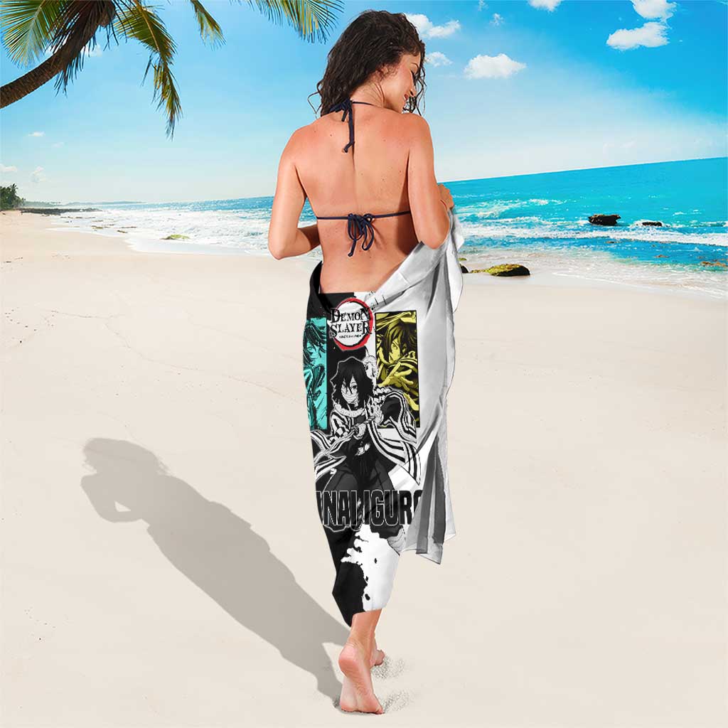 Obanai Iguro from Demon Slayer Sarong with Black and White Contrast Background and Serpent-Themed Manga Style Design - The Mazicc