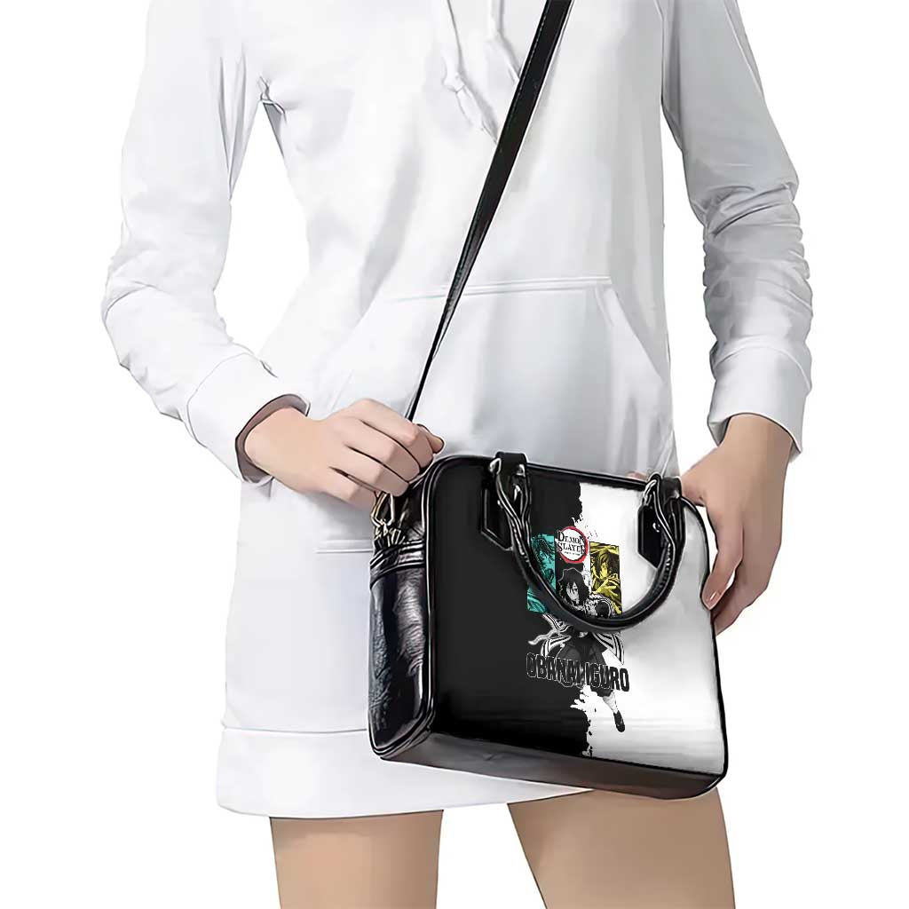 Obanai Iguro from Demon Slayer Shoulder Handbag with Black and White Contrast Background and Serpent-Themed Manga Style Design - The Mazicc