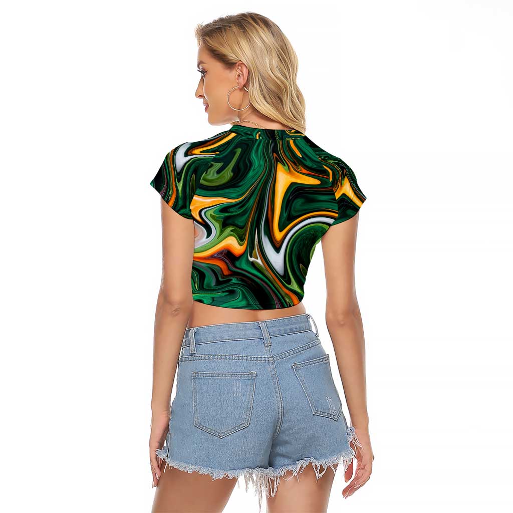 Trippy Green White Power Rangers Raglan Cropped T Shirt Anime Style