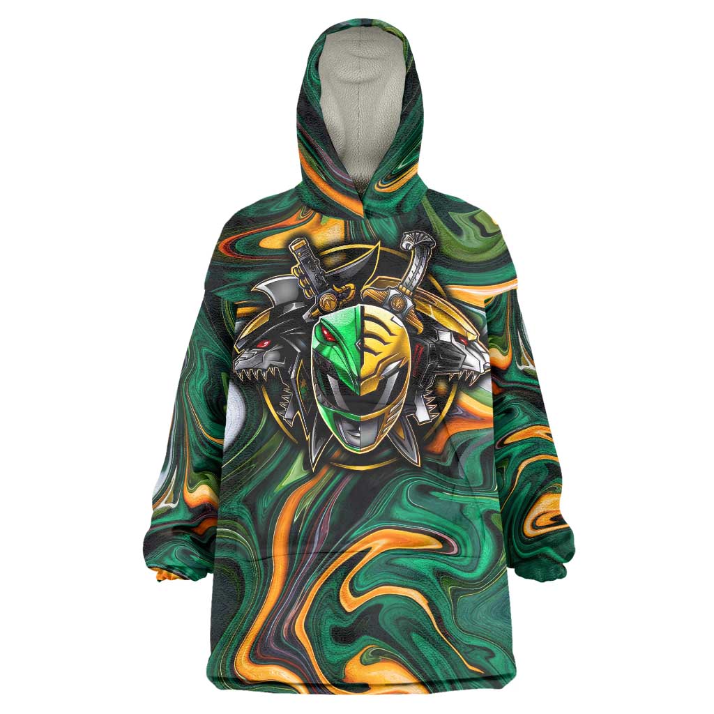 Trippy Green White Power Rangers Wearable Blanket Hoodie Anime Style