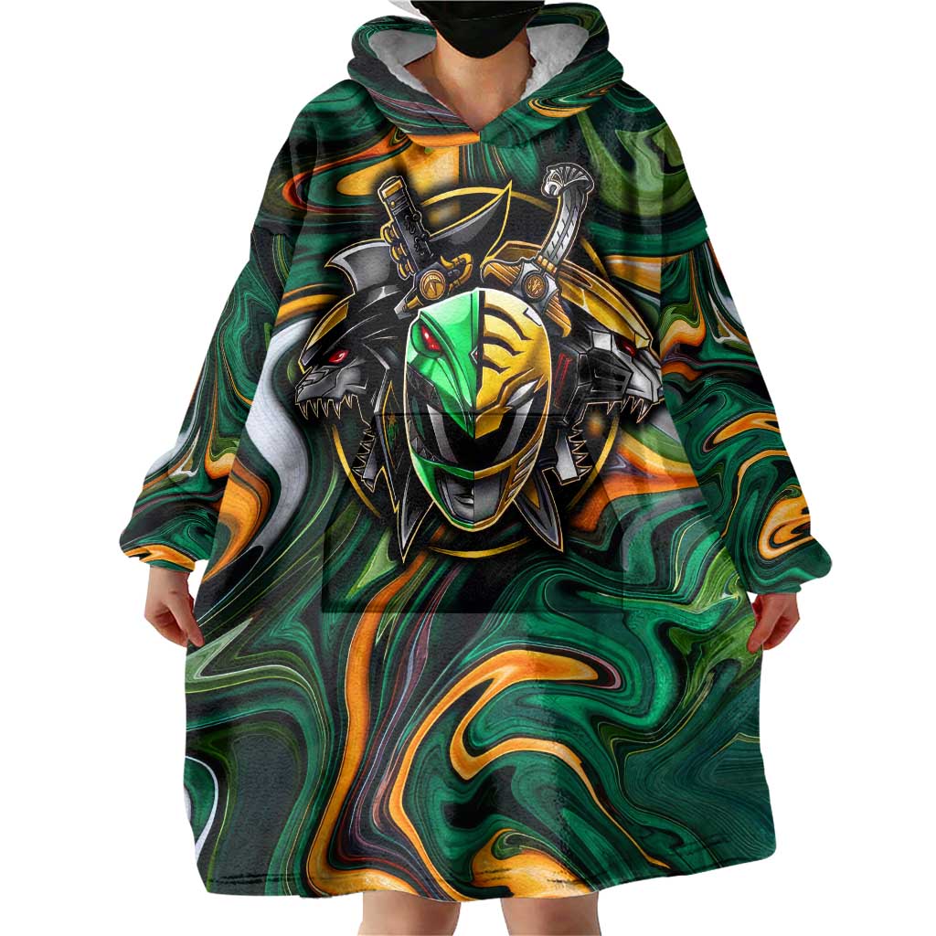 Trippy Green White Power Rangers Wearable Blanket Hoodie Anime Style