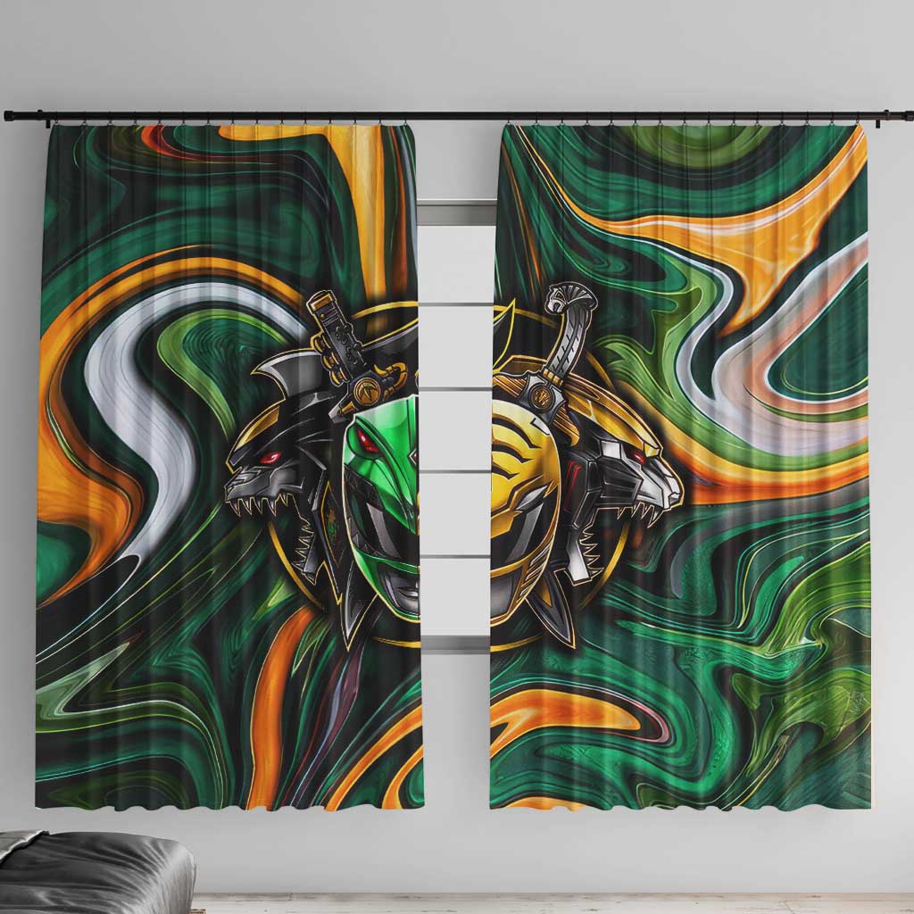 Trippy Green White Power Rangers Window Curtain Anime Style