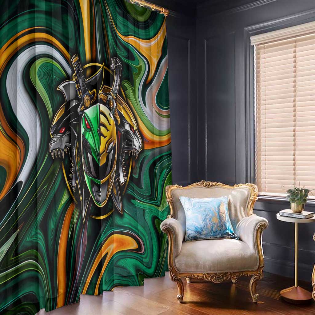 Trippy Green White Power Rangers Window Curtain Anime Style