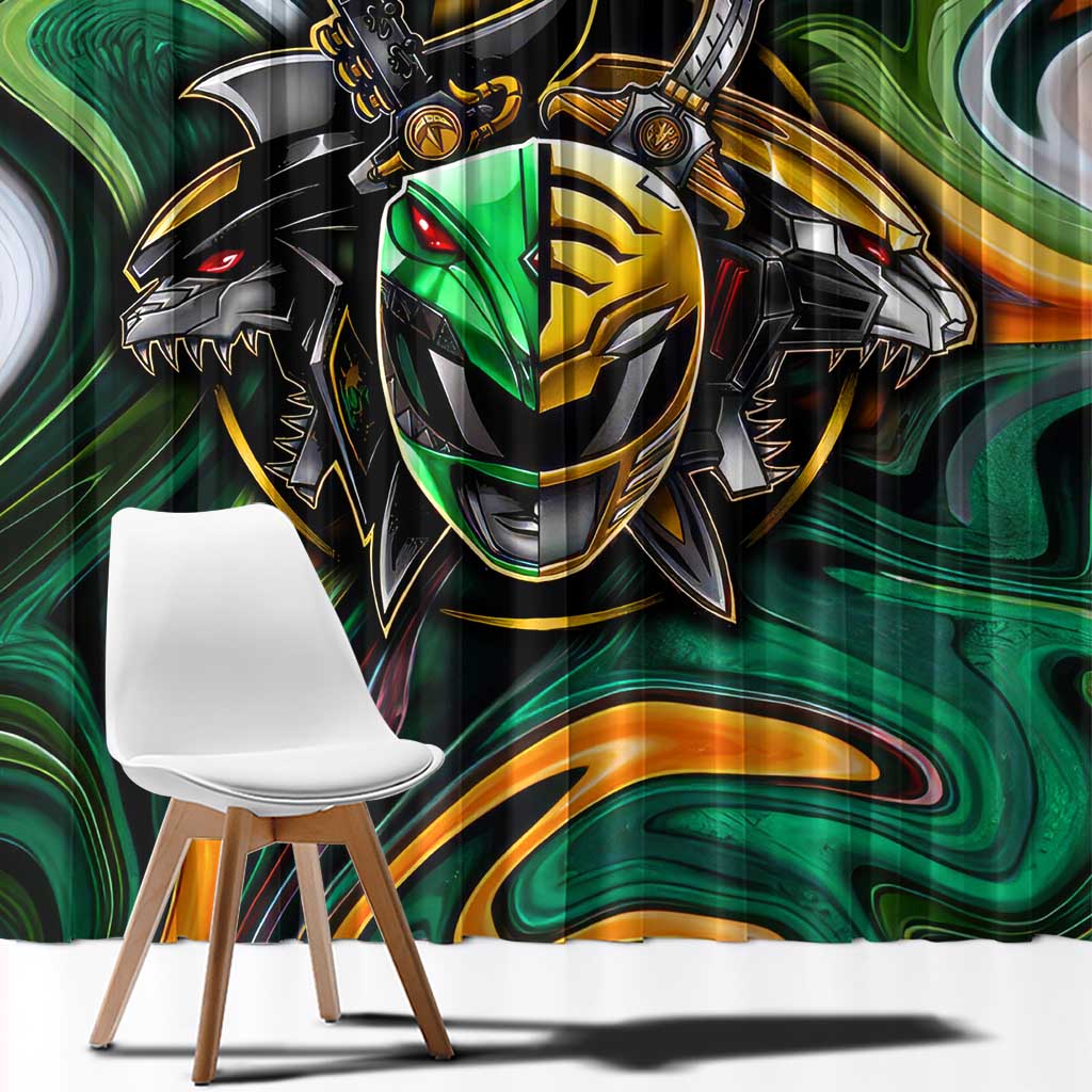 Trippy Green White Power Rangers Window Curtain Anime Style