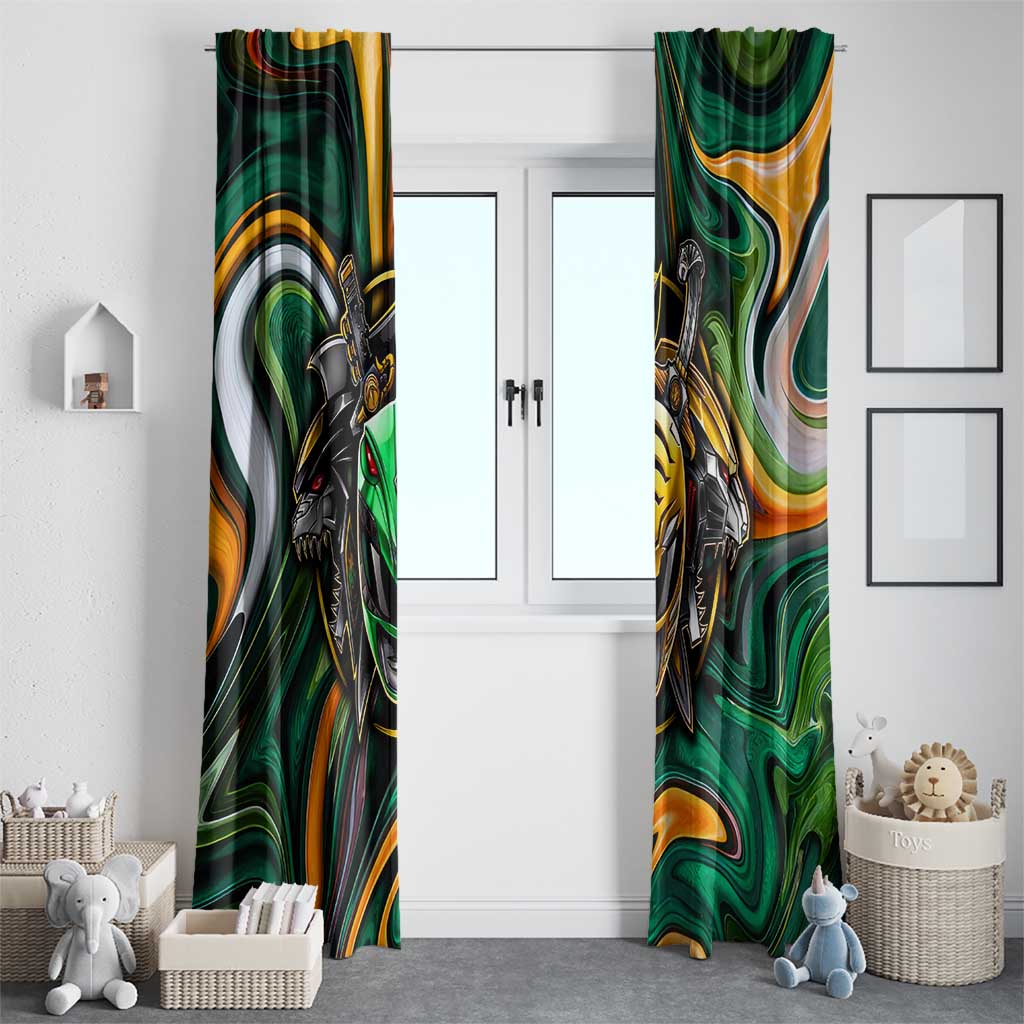 Trippy Green White Power Rangers Window Curtain Anime Style