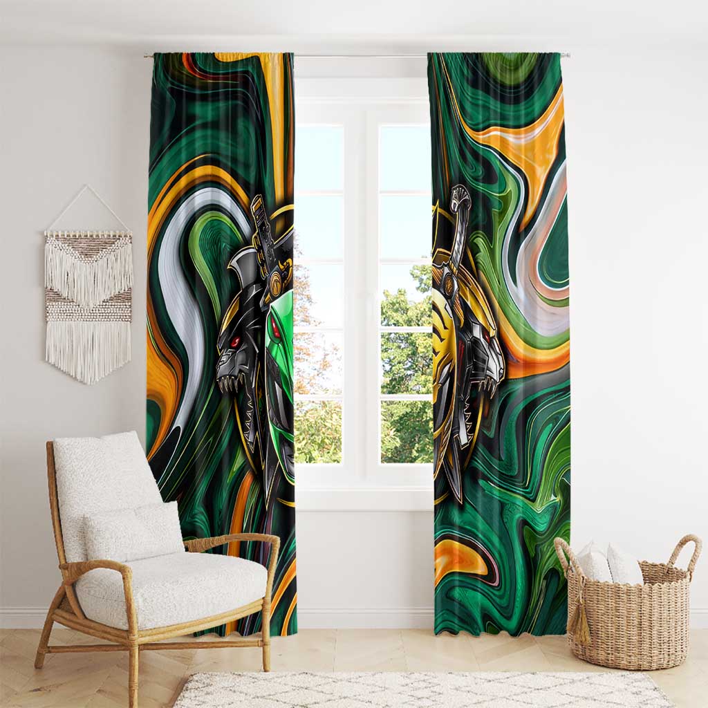 Trippy Green White Power Rangers Window Curtain Anime Style