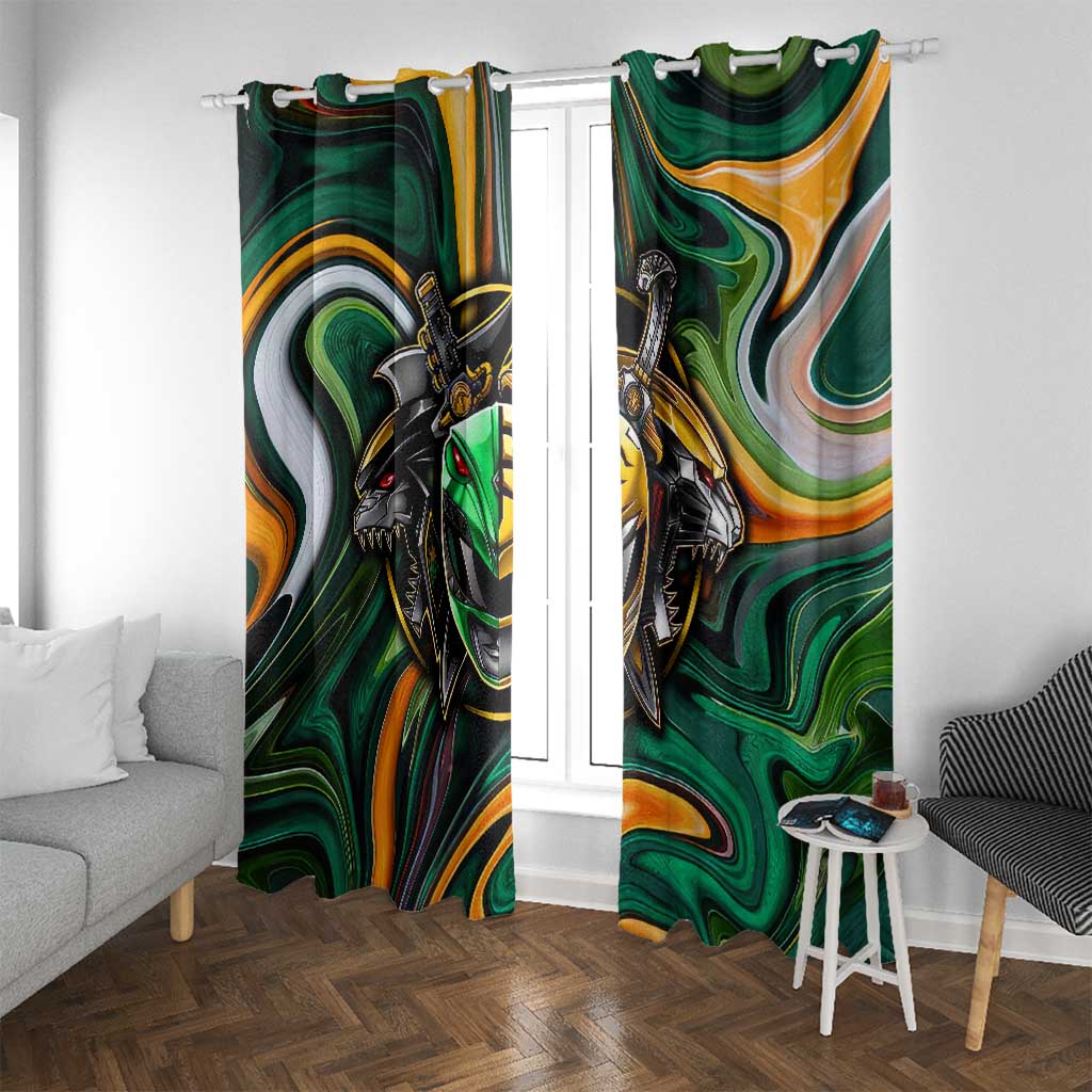 Trippy Green White Power Rangers Window Curtain Anime Style