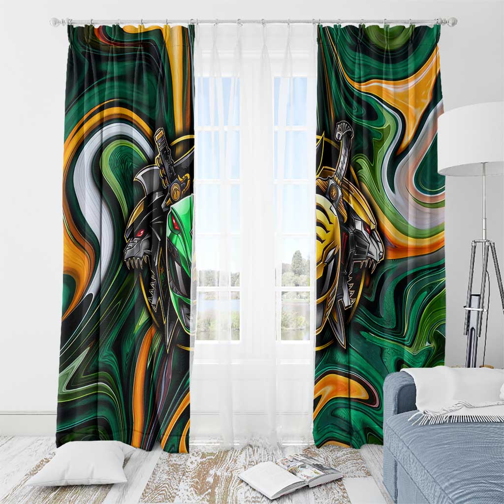 Trippy Green White Power Rangers Window Curtain Anime Style
