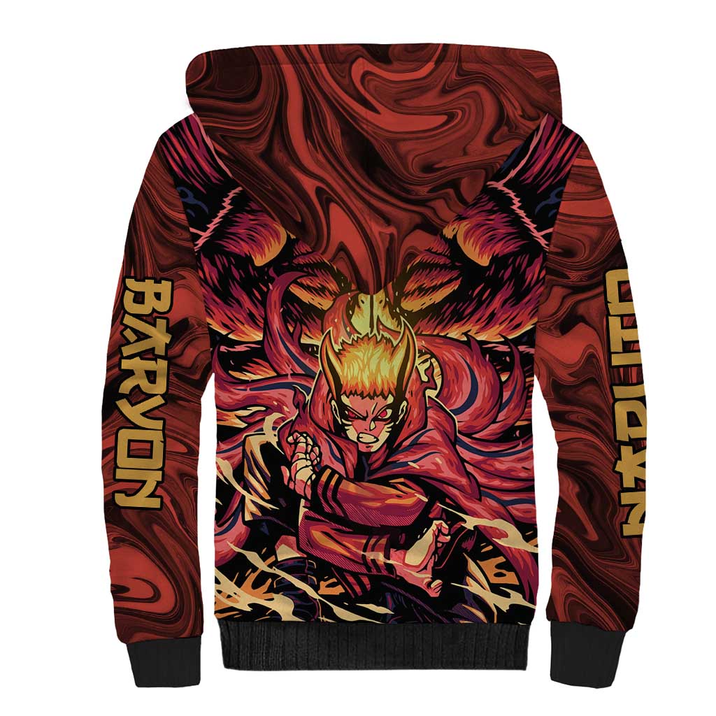 Trippy Naruto Baryon Mode Boruto Sherpa Hoodie Anime Style