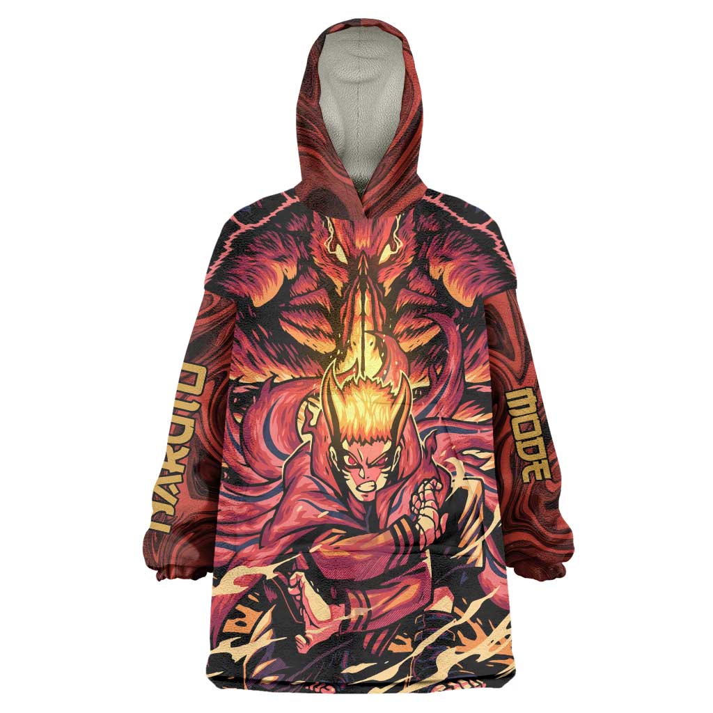 Trippy Naruto Baryon Mode Boruto Wearable Blanket Hoodie Anime Style