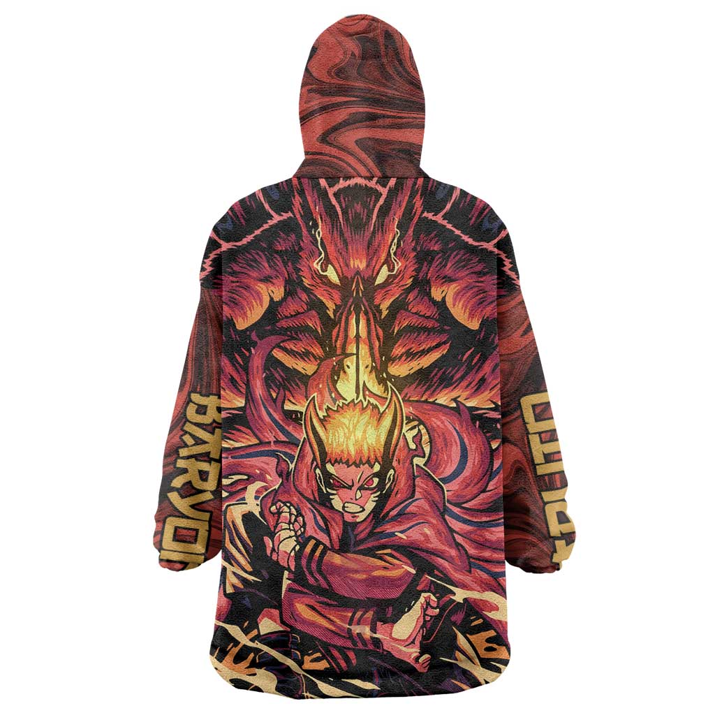 Trippy Naruto Baryon Mode Boruto Wearable Blanket Hoodie Anime Style