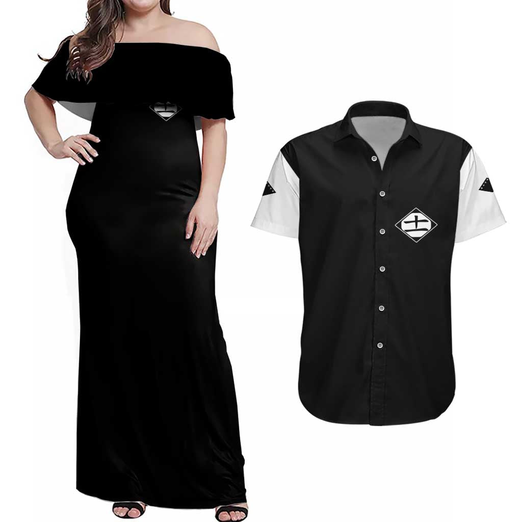 Zaraki Kenpachi TYBWA Bleach Couples Matching Off Shoulder Maxi Dress and Hawaiian Shirt Anime Style