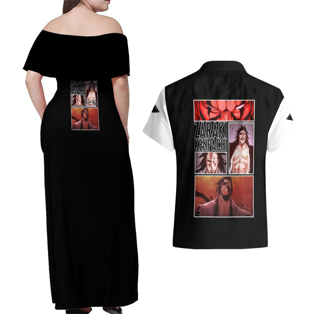 Zaraki Kenpachi TYBWA Bleach Couples Matching Off Shoulder Maxi Dress and Hawaiian Shirt Anime Style