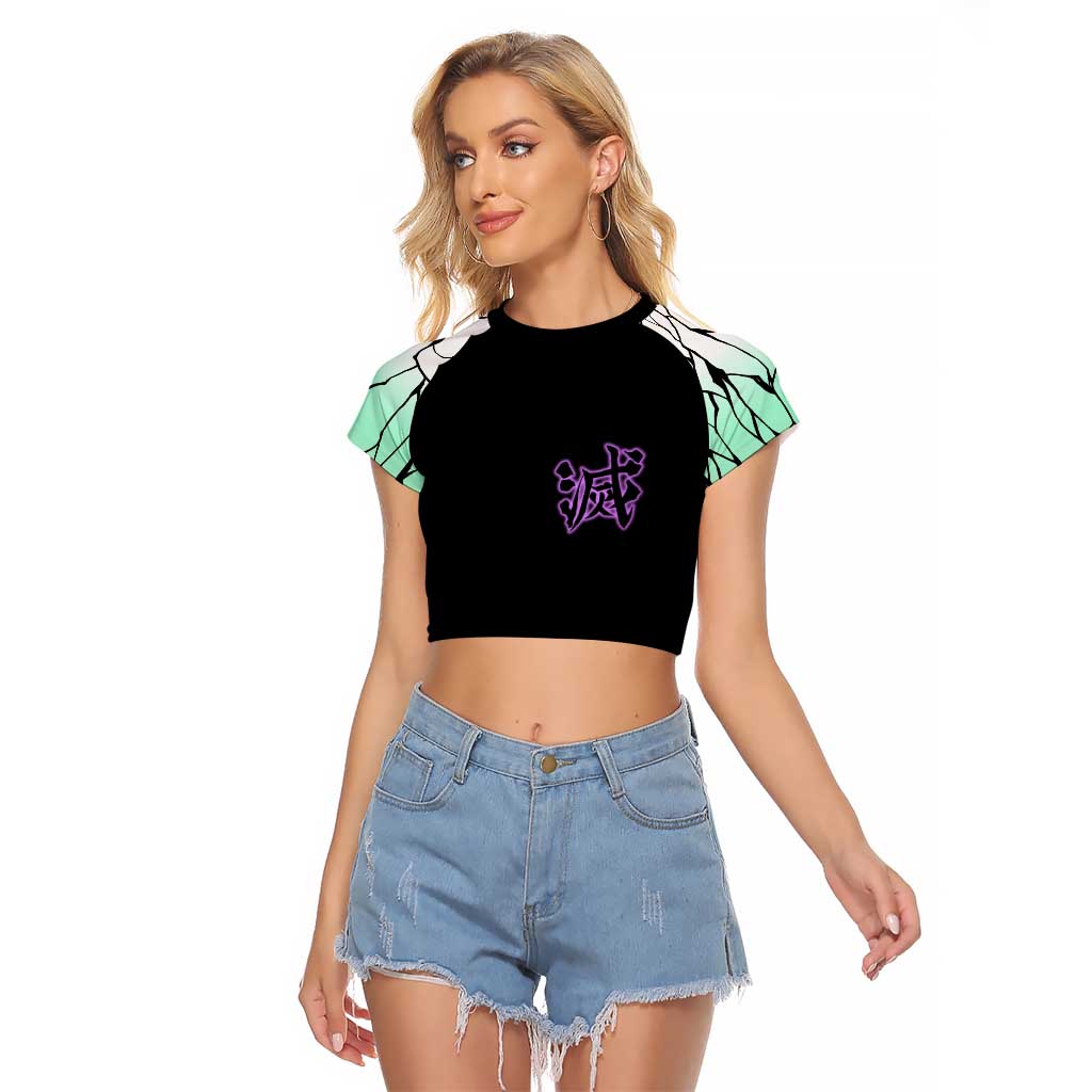 Kocho Shinobu Demon Slayer Raglan Cropped T Shirt Anime Style