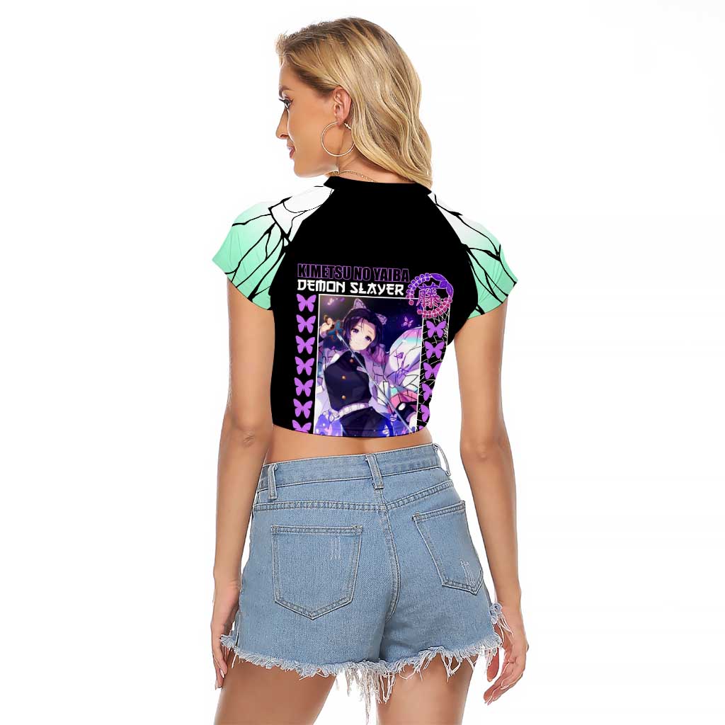 Kocho Shinobu Demon Slayer Raglan Cropped T Shirt Anime Style