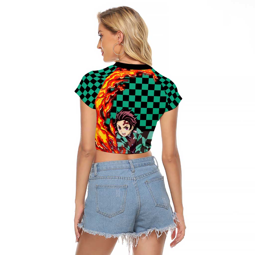 Tanjiro Sun Breathing - Demon Slayer Raglan Cropped T Shirt Anime Style