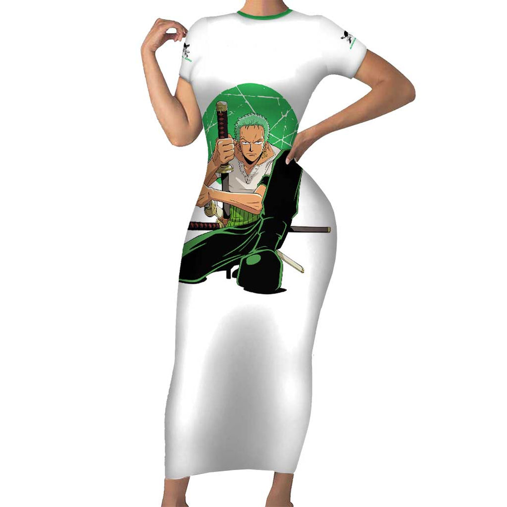 Roronoa Zoro - Straw Hat - One Piece Short Sleeve Bodycon Dress Anime Style