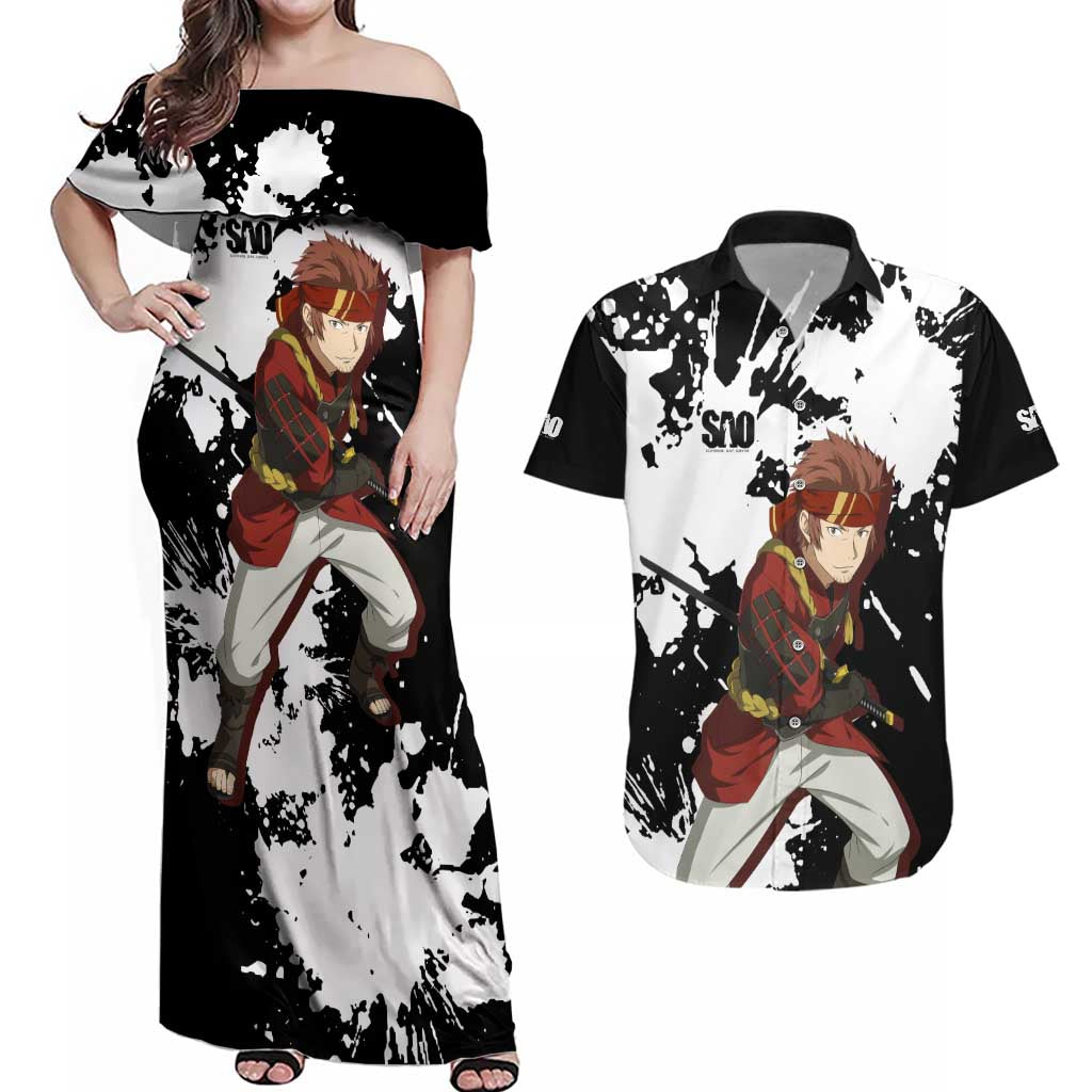 Klein - Sword Art Online Couples Matching Off Shoulder Maxi Dress and Hawaiian Shirt Anime Style
