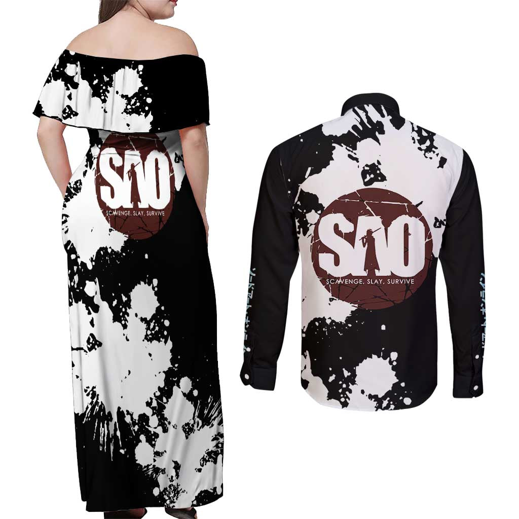 Klein - Sword Art Online Couples Matching Off Shoulder Maxi Dress and Long Sleeve Button Shirt Anime Style