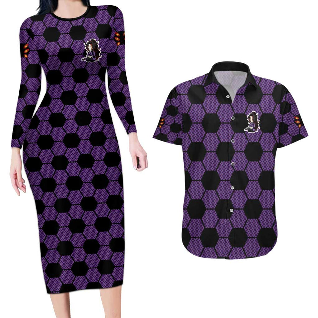 Kokushibo Mix Uniform - Demon Slayer Couples Matching Long Sleeve Bodycon Dress and Hawaiian Shirt Anime Style